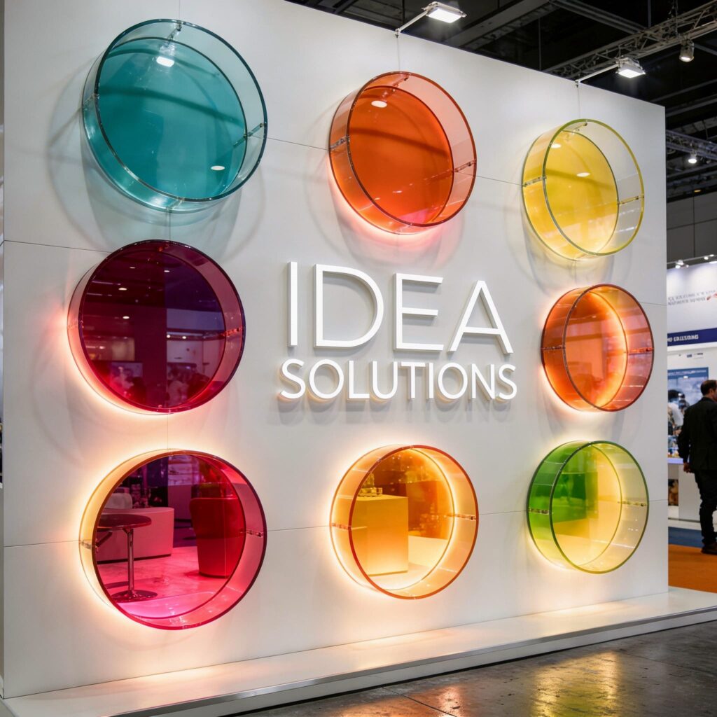 lavorazione plexiglass per stand fiera