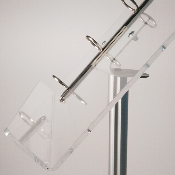 leggio in plexiglass da esposizione con anelli