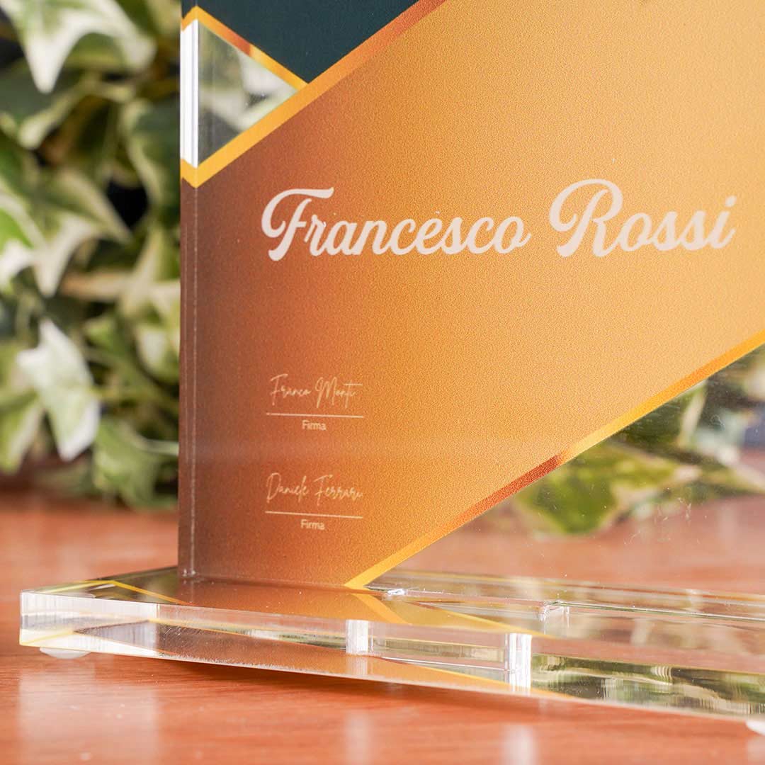 trofeo da banco in plexiglass