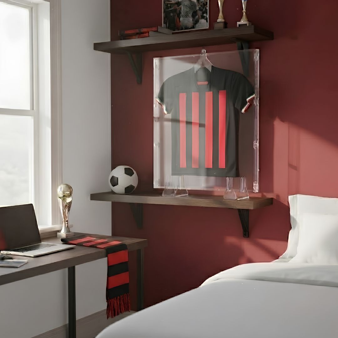 teca da mensola trasparente per maglie da calcio