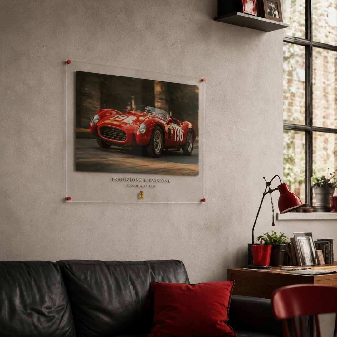 cornice in plexiglass con distanziali in alluminio rosso