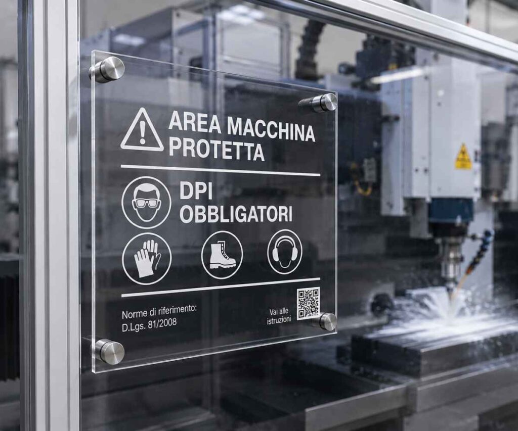 targa segnaletica in plexiglass con incisione personalizzata